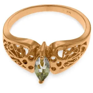 0.2 Carat 14K Solid Rose Gold Filigree Ring Green Amethyst