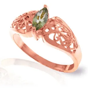 0.2 Carat 14K Solid Rose Gold Filigree Ring Green Amethyst