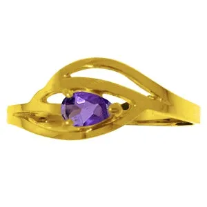 0.3 Carat 14K Solid Yellow Gold No Emotional Gap Amethyst Ring