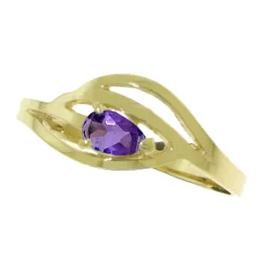 0.3 Carat 14K Solid Yellow Gold No Emotional Gap Amethyst Ring