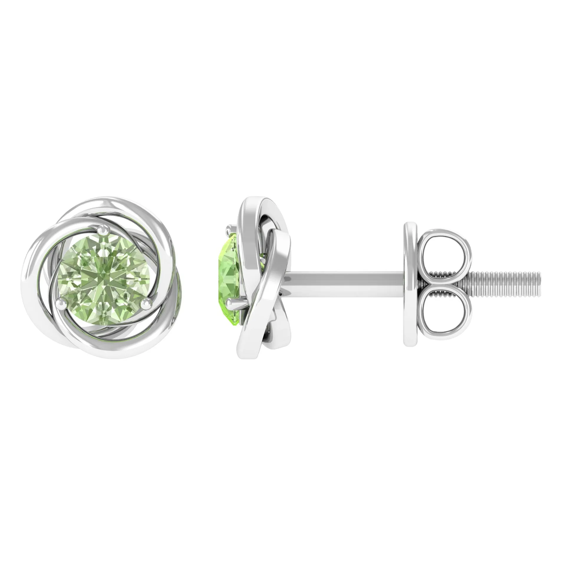 0.50 CT Round Cut Green Sapphire Swirl Solitaire Stud Earrings