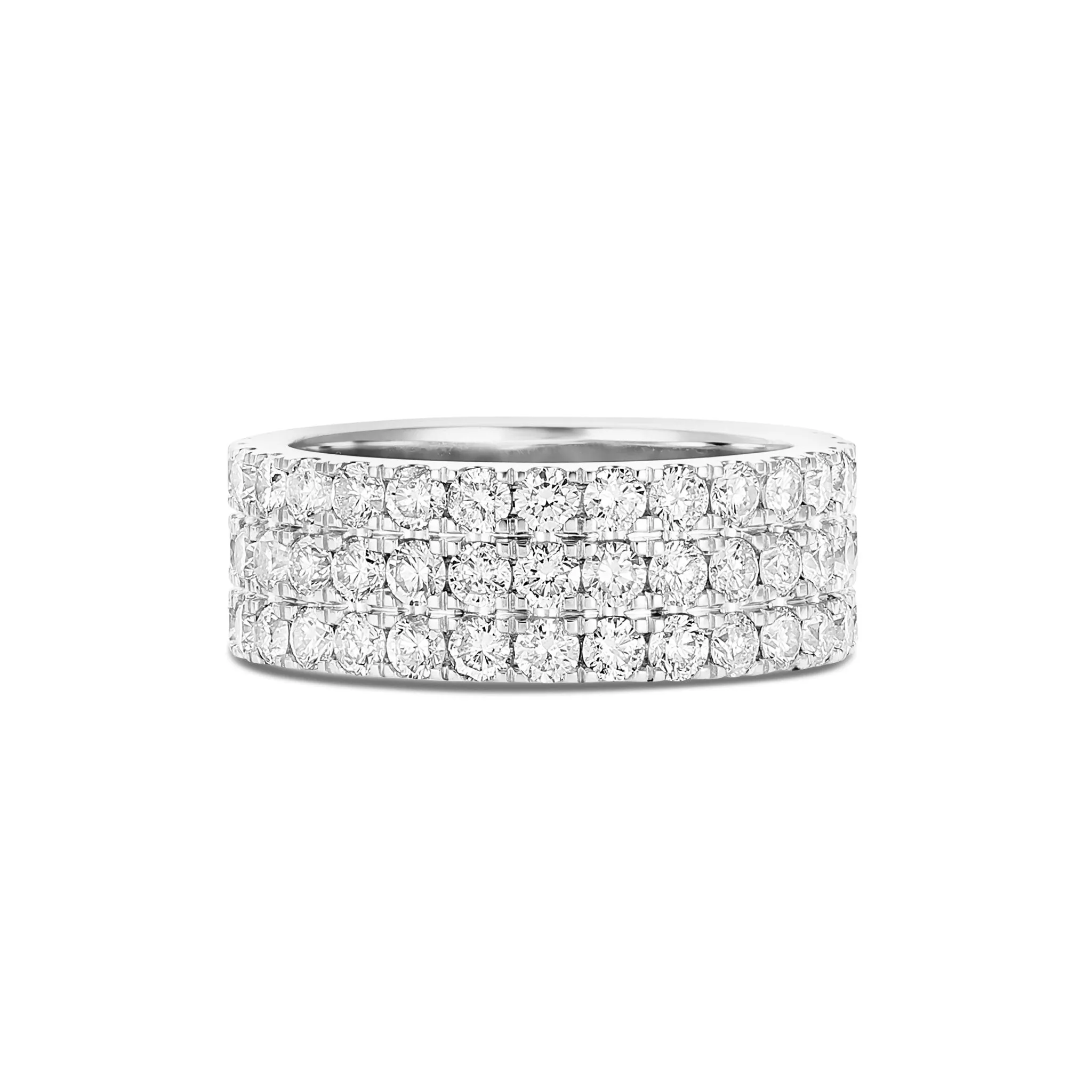 10K Gold 4.70ct Three Row Diamond Eternity Band