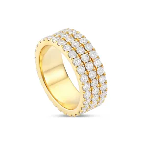 10K Gold 4.70ct Three Row Diamond Eternity Band