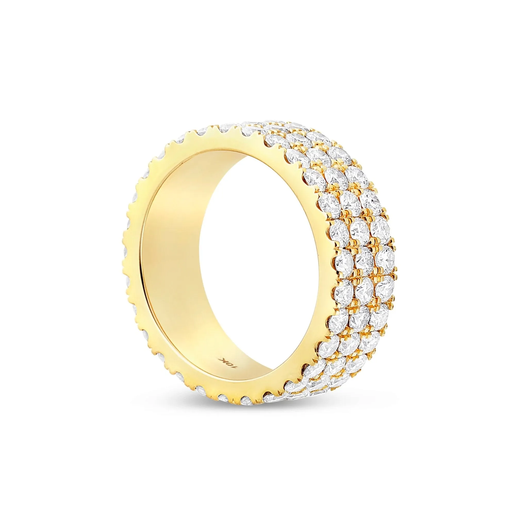 10K Gold 4.70ct Three Row Diamond Eternity Band