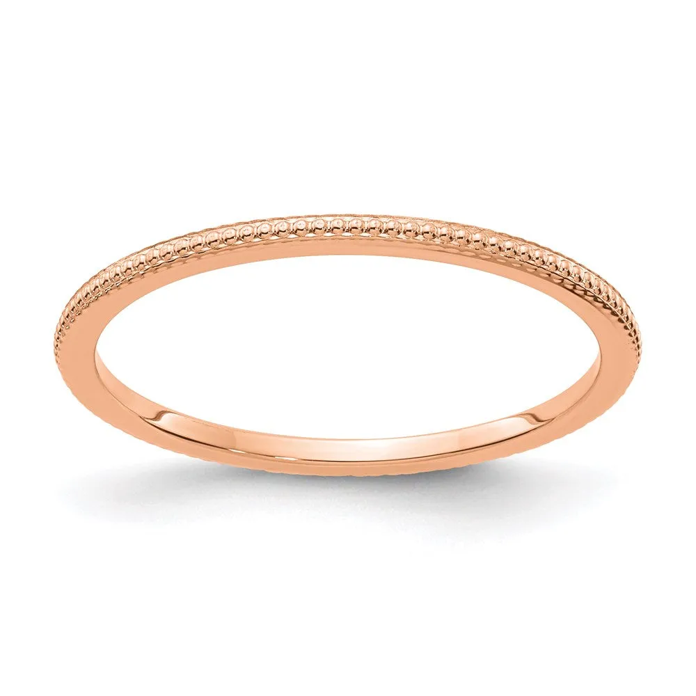 10K Rose Gold 1.2mm Bead Stackable Band | 1STK18-120R