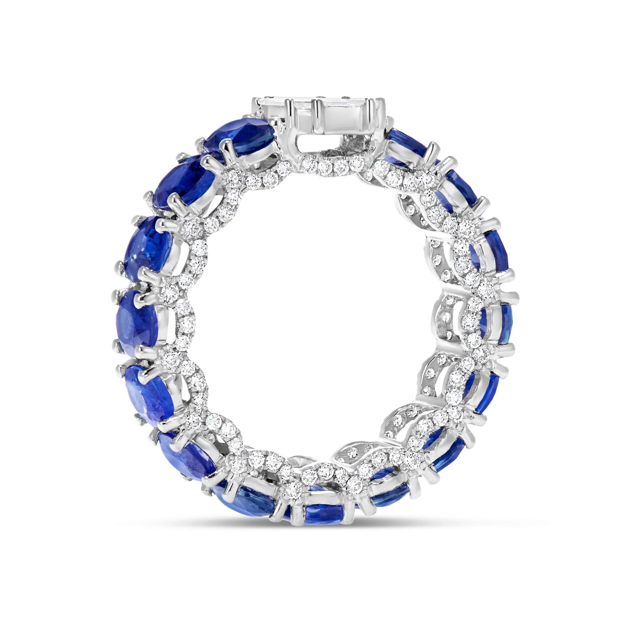 10K White Gold 1.25ct Blue Sapphire Oval Eternity Ring