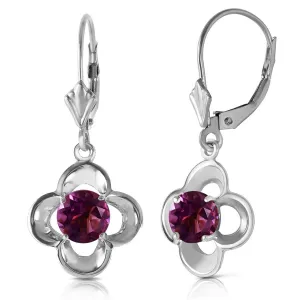 1.1 Carat 14K Solid White Gold Diligent Heart Amethyst Earrings