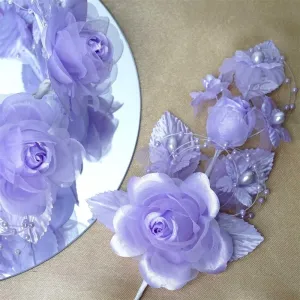 12 Pack 8" Lavender Bridal Hair Side Comb Floral Barrette Headpiece Wedding Accessory