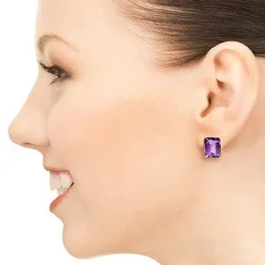 13 Carat 14K Solid Rose Gold Octagon Amethyst Earrings