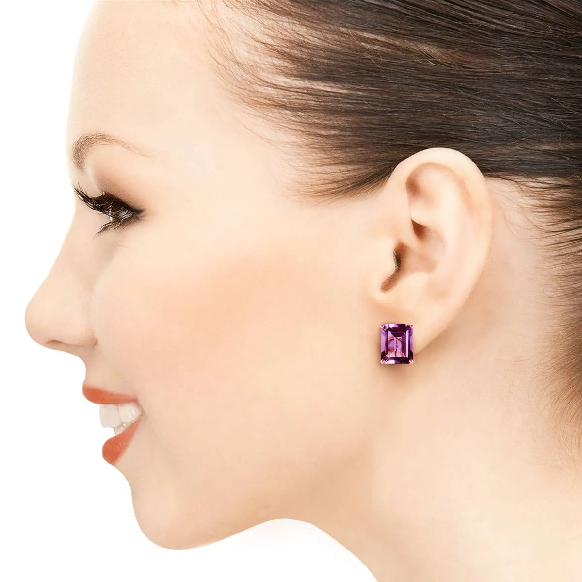 13 Carat 14K Solid Rose Gold Octagon Amethyst Earrings