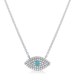 14k Gold & Diamond Evil Eye Necklace - 0.14ct