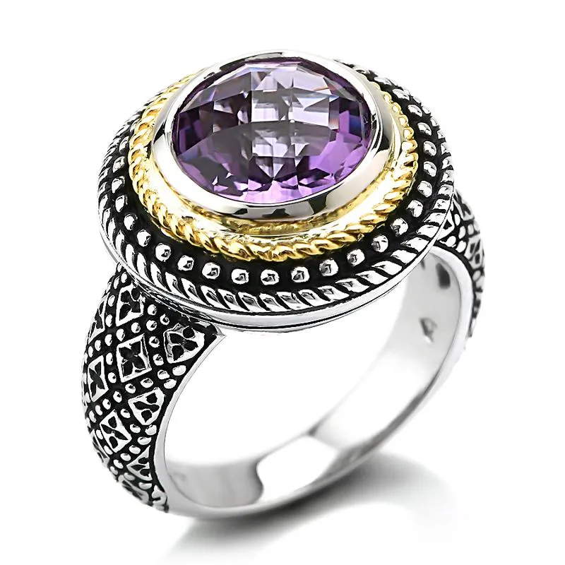 14K Gold And 925 Sterling Silver Ring in Amethyst (141R114807AM)