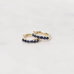 14k Gold Blue Sapphire Huggies