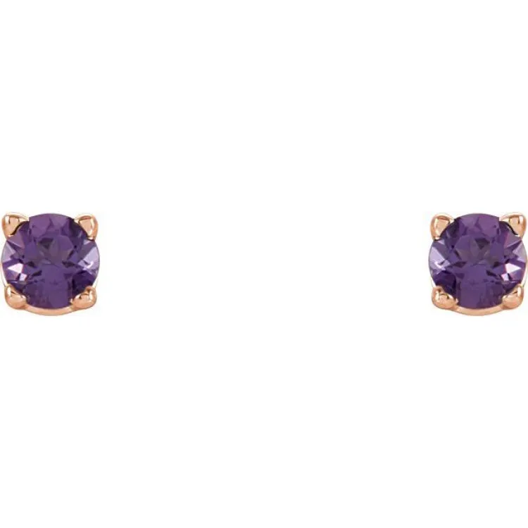 14K Rose 2.5 mm Natural Amethyst Stud Earrings