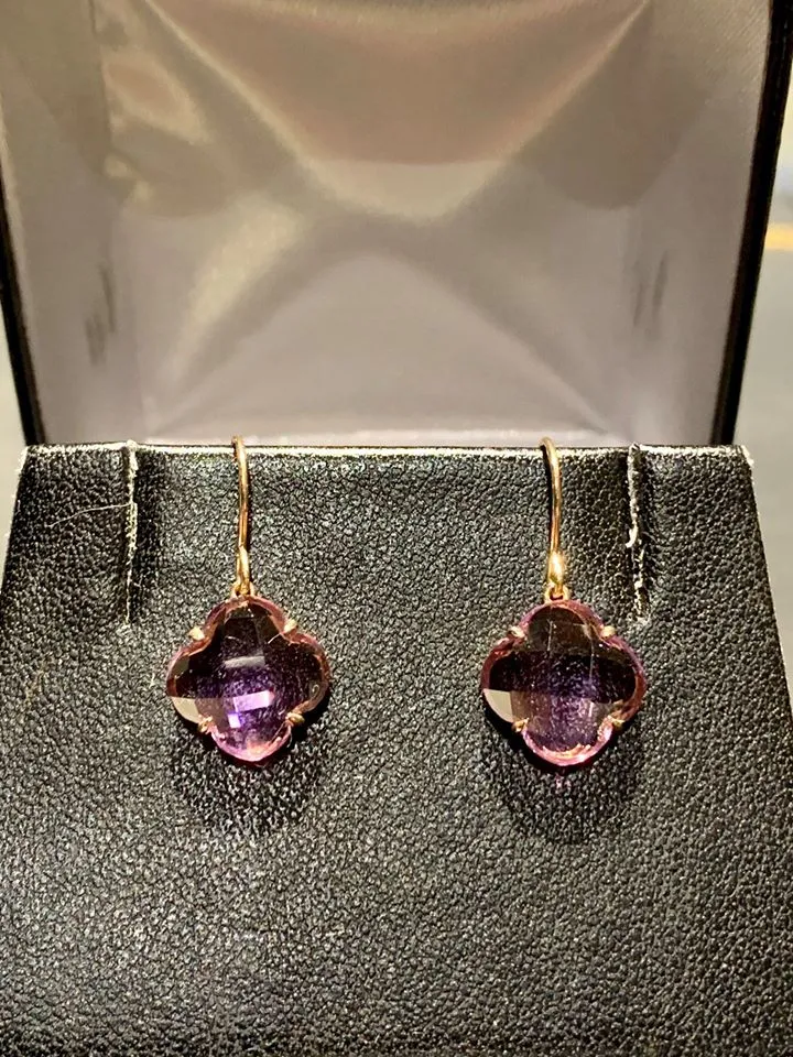 14K Rose Gold Amethyst Earrings