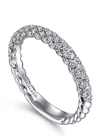 14K White Gold Diamond Pavé Band