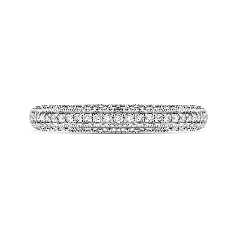 14K White Gold Round Diamond Half Eternity Wedding Band