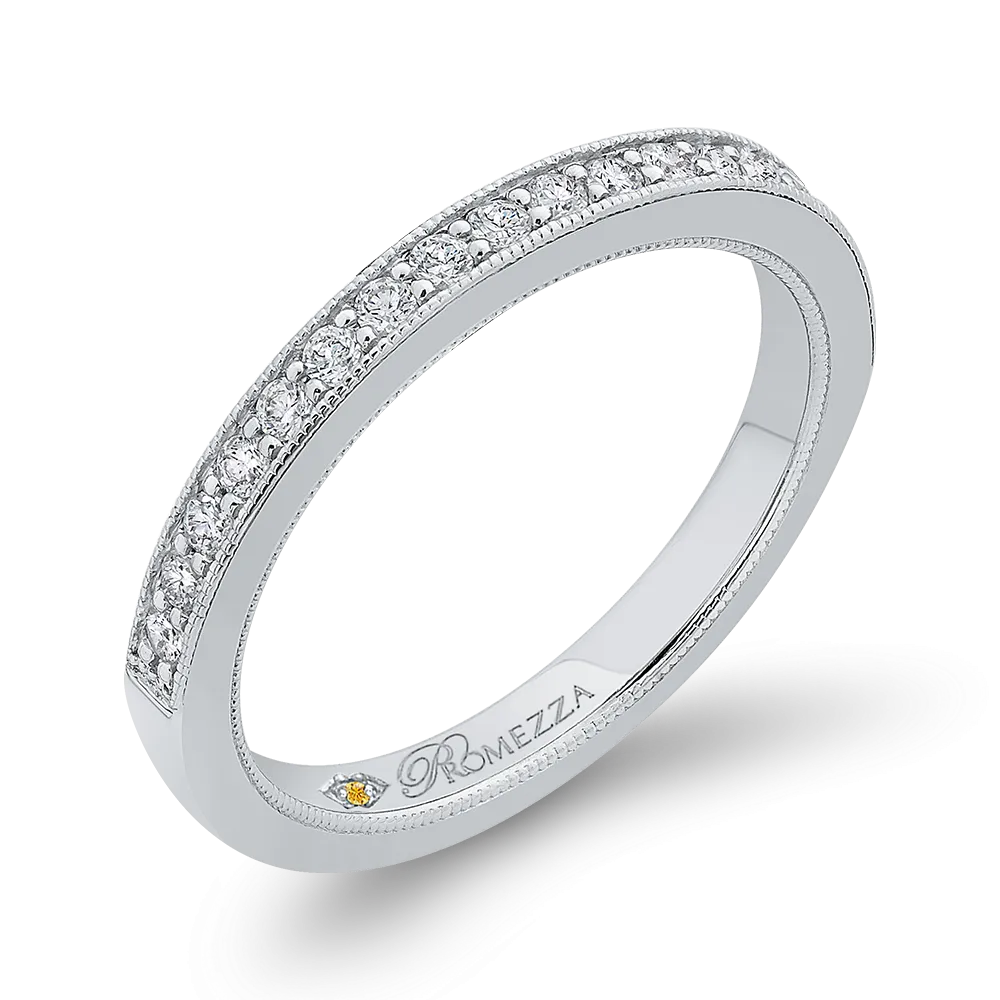 14K White Gold Round Diamond Half Eternity Wedding Band