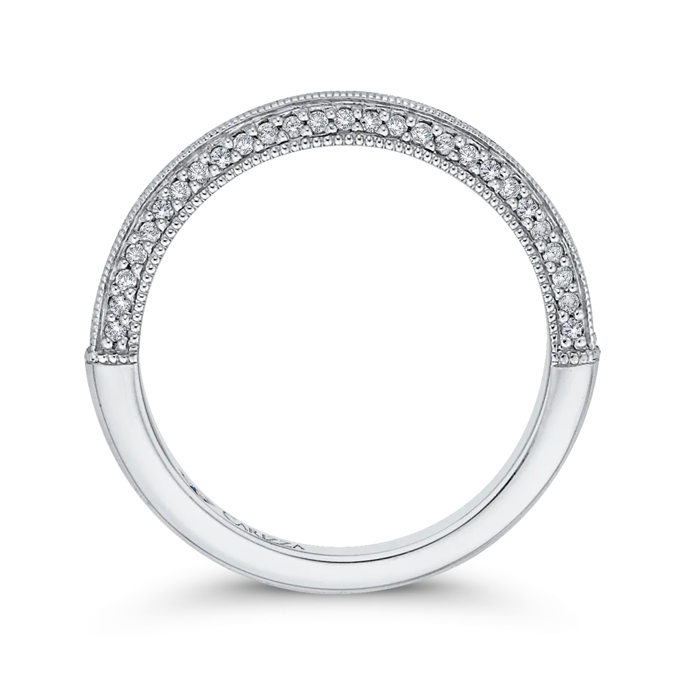 14K White Gold Round Diamond Half Eternity Wedding Band