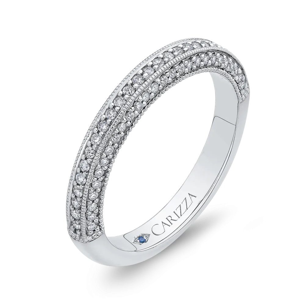 14K White Gold Round Diamond Half Eternity Wedding Band