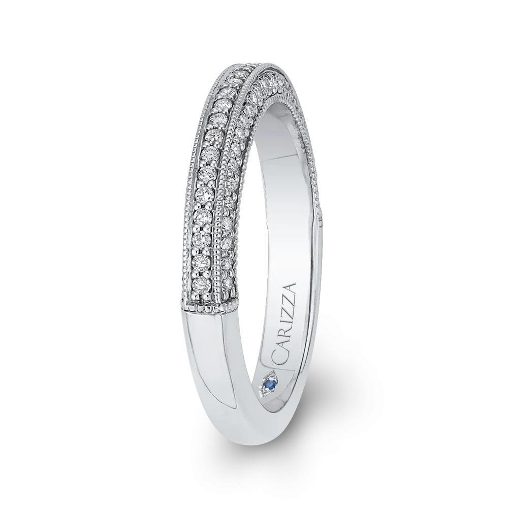 14K White Gold Round Diamond Half Eternity Wedding Band