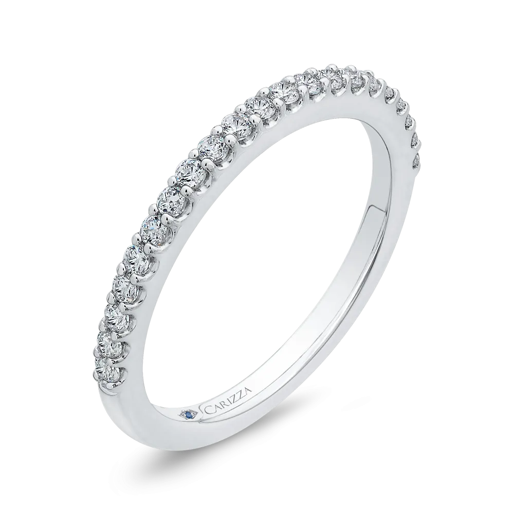 14K White Gold Round Diamond Half Eternity Wedding Band