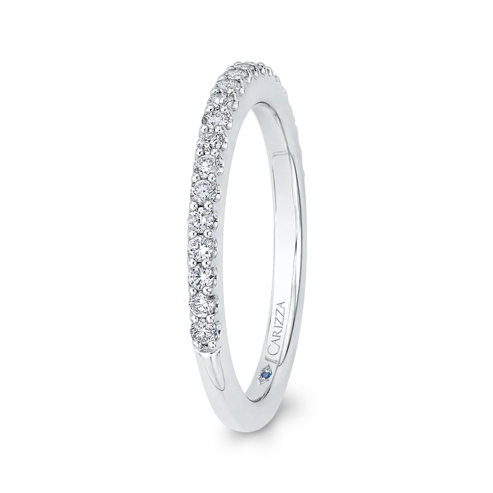 14K White Gold Round Diamond Half Eternity Wedding Band