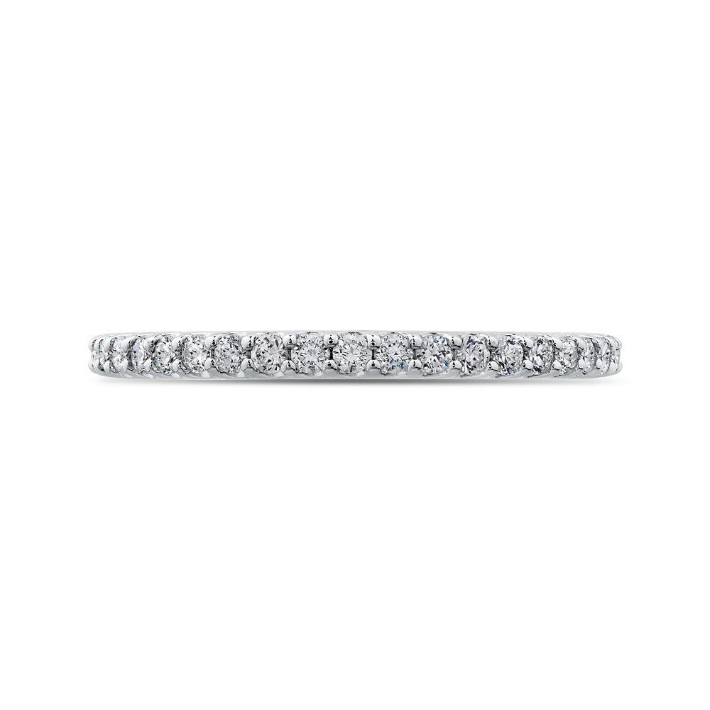 14K White Gold Round Diamond Half Eternity Wedding Band