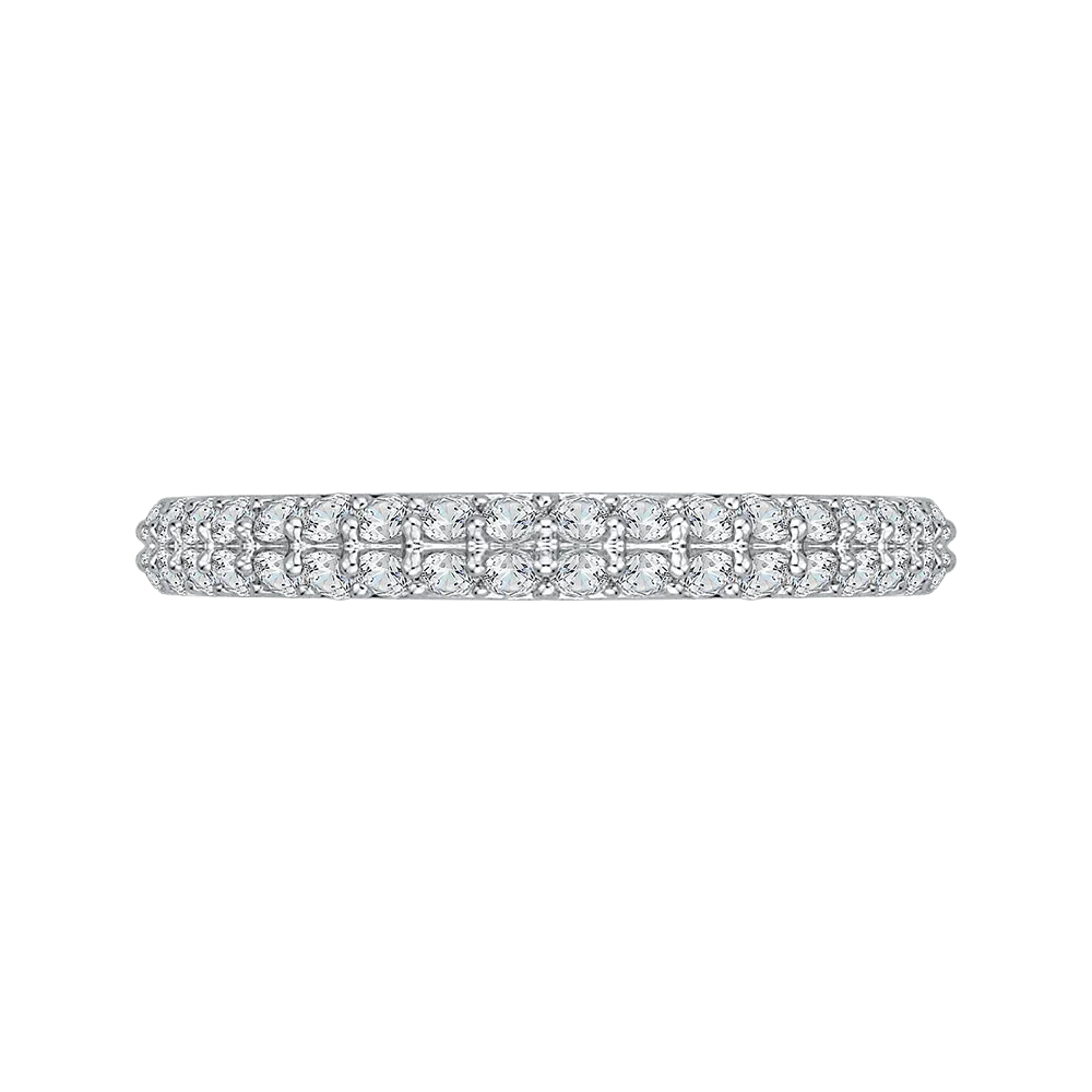 14K White Gold Round Diamond Wedding Band with Euro Shank