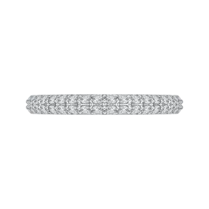 14K White Gold Round Diamond Wedding Band with Euro Shank