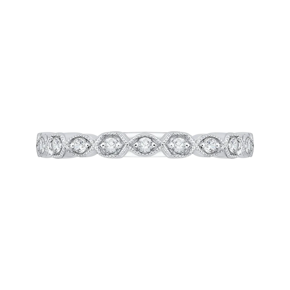 14K White Gold Round Diamond Wedding Band