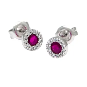 14k White Gold Ruby and Diamond Earrings