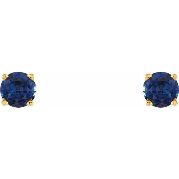 14K Yellow 5 mm Lab-Grown Blue Sapphire Stud Earrings with Friction Post