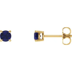 14K Yellow 5 mm Lab-Grown Blue Sapphire Stud Earrings with Friction Post