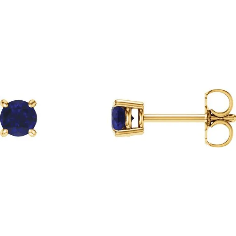 14K Yellow 5 mm Lab-Grown Blue Sapphire Stud Earrings with Friction Post