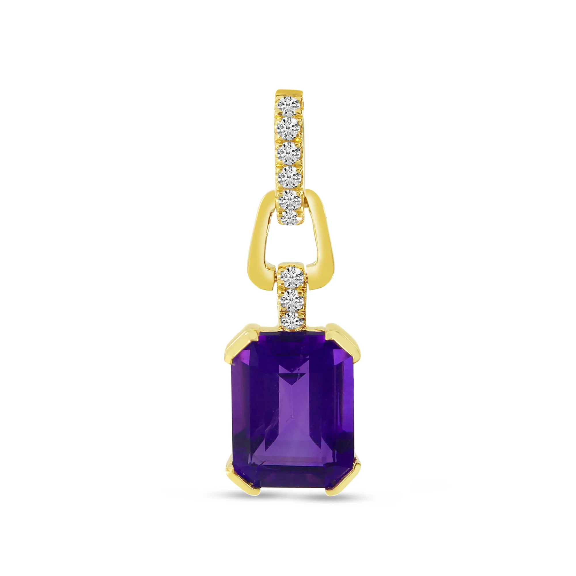 14K Yellow Gold 1.45ct. Octagon Amethyst & 0.06ct. Diamond Link Pendant