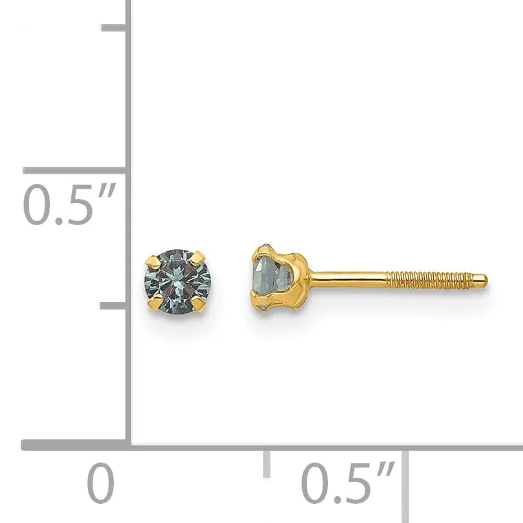 14k Yellow Gold Alexandrite Birthstone Earrings