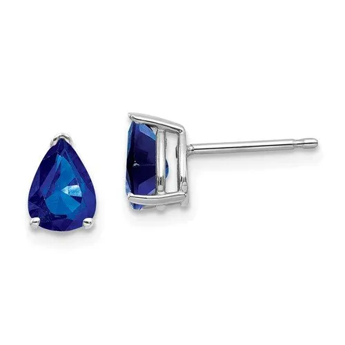 14KT GOLD 1.80 CTW PEAR BLUE SAPPHIRE STUD EARRINGS