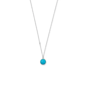 16"   2" Rhodium Plated Faceted Turquoise Necklace