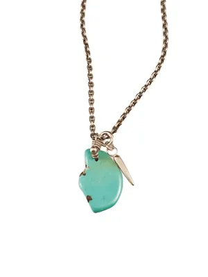 16" Turquoise Nugget on Sterling Oxidized Chain Necklace