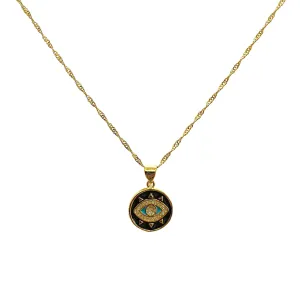 18K Gold Filled 16” Enamel Evil Eye Necklace