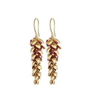 18K Gold Medium Pod Earrings with Rubies