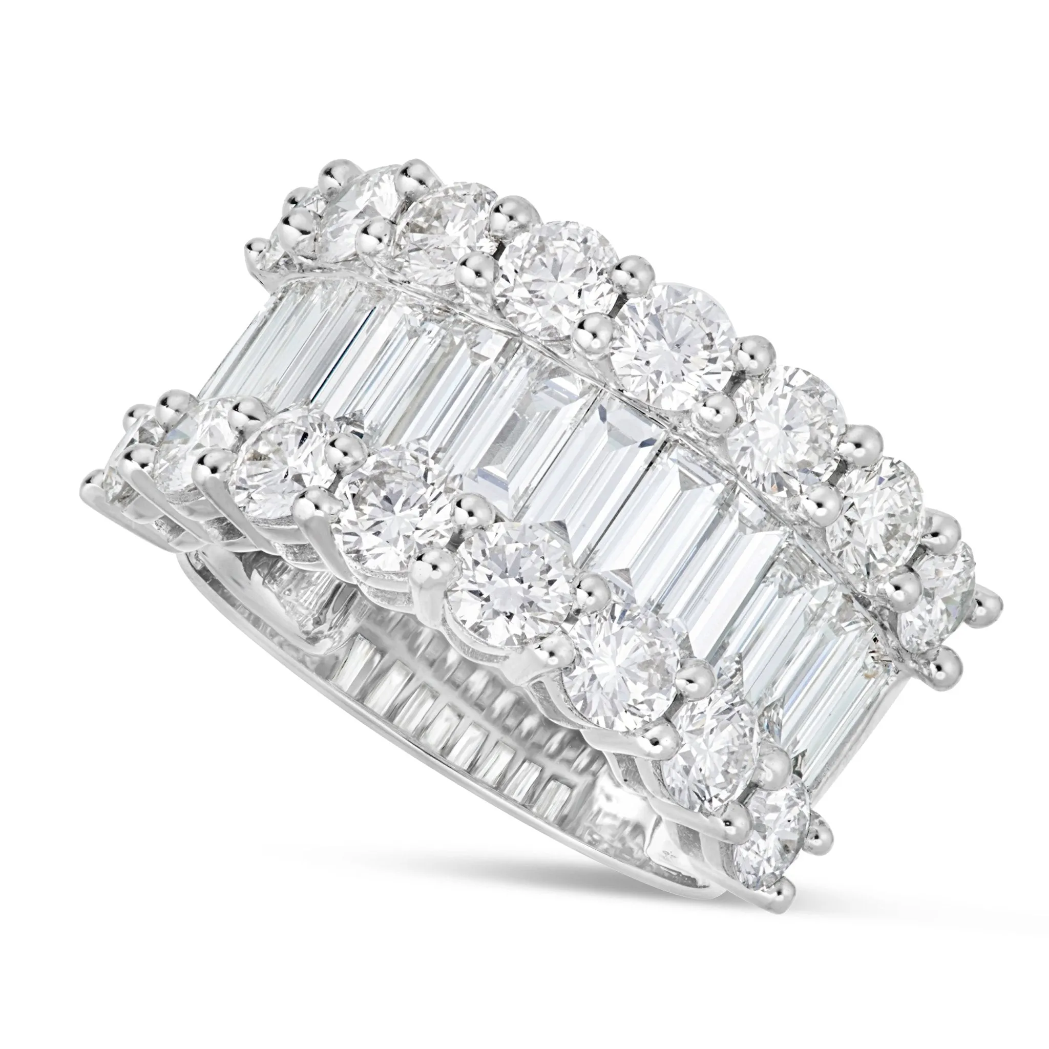 18K White Gold 4.31ct Baguette Diamond Half Eternity Ring