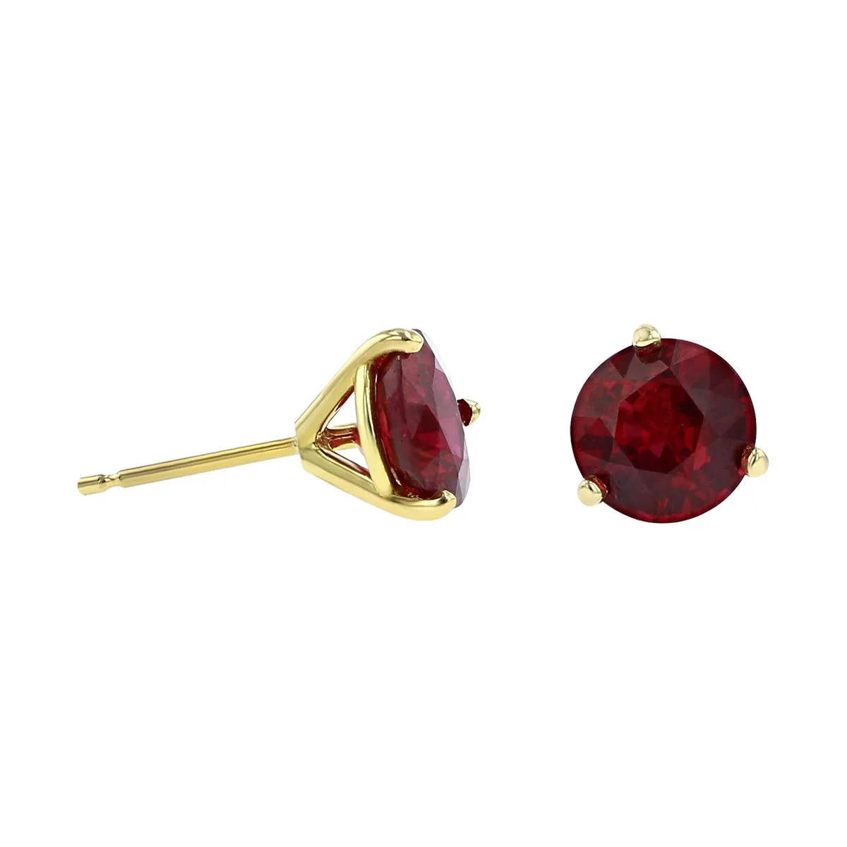 18K Yellow Gold Mozambique Ruby Stud Earrings