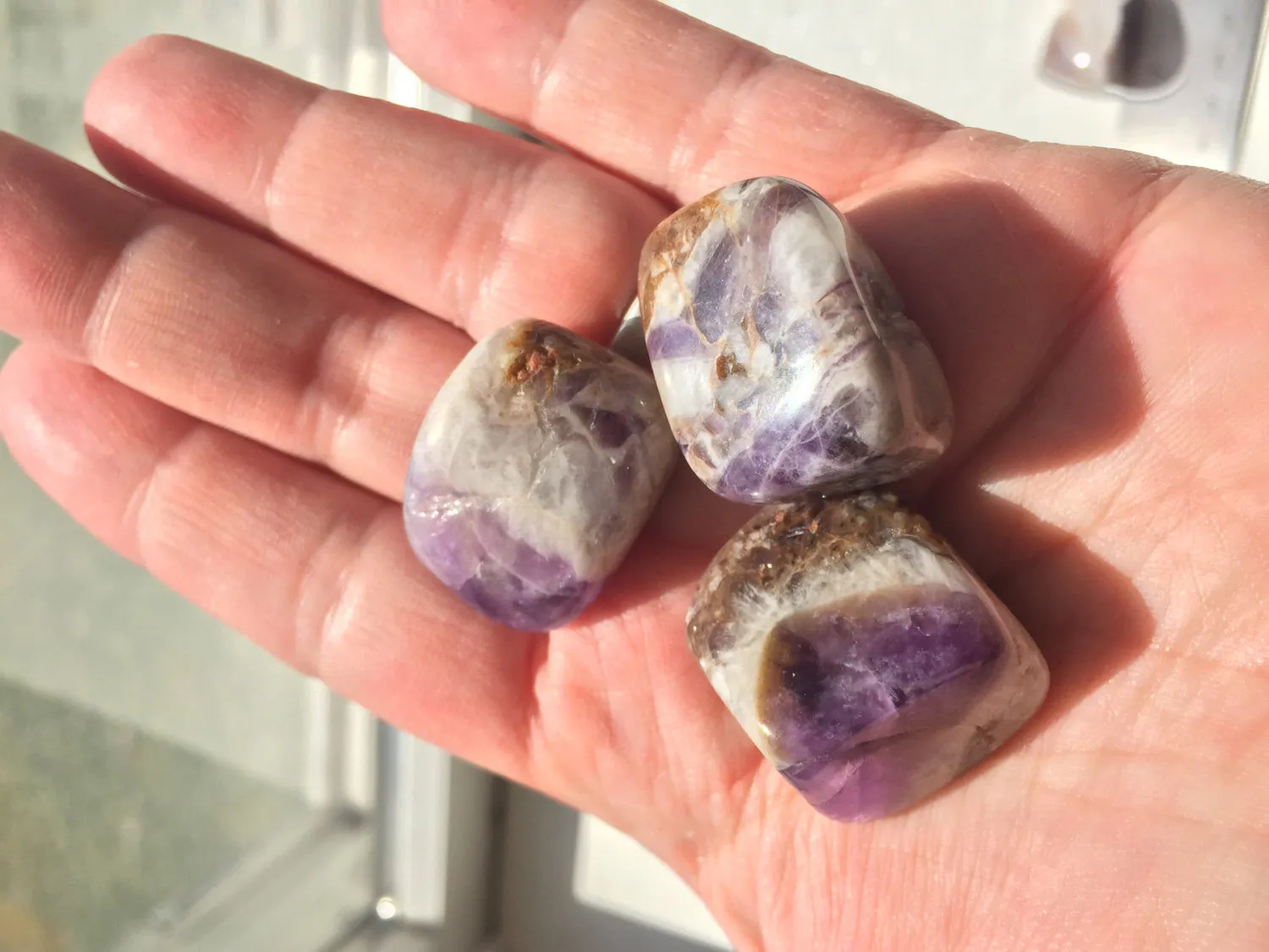 3 Tumbled Banded Amethyst