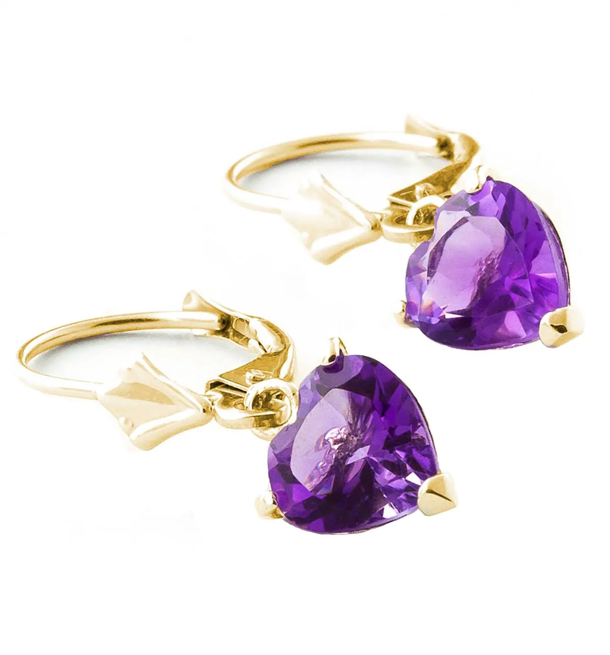 3.25 Carat 14K Solid Yellow Gold Kindheart Amethyst Earrings