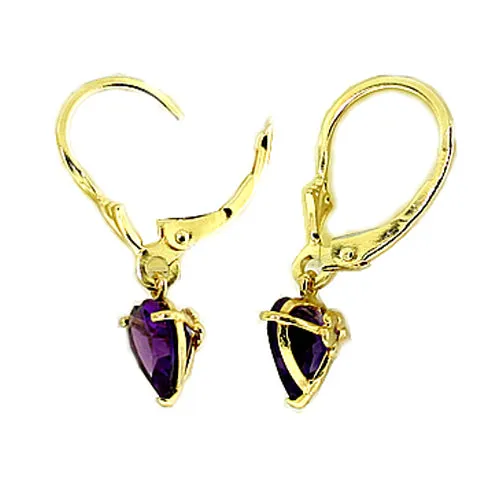 3.25 Carat 14K Solid Yellow Gold Kindheart Amethyst Earrings