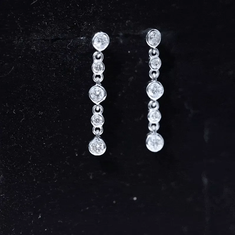 3/4 CT Certified Moissanite Gold Dangle Earrings in Bezel Setting