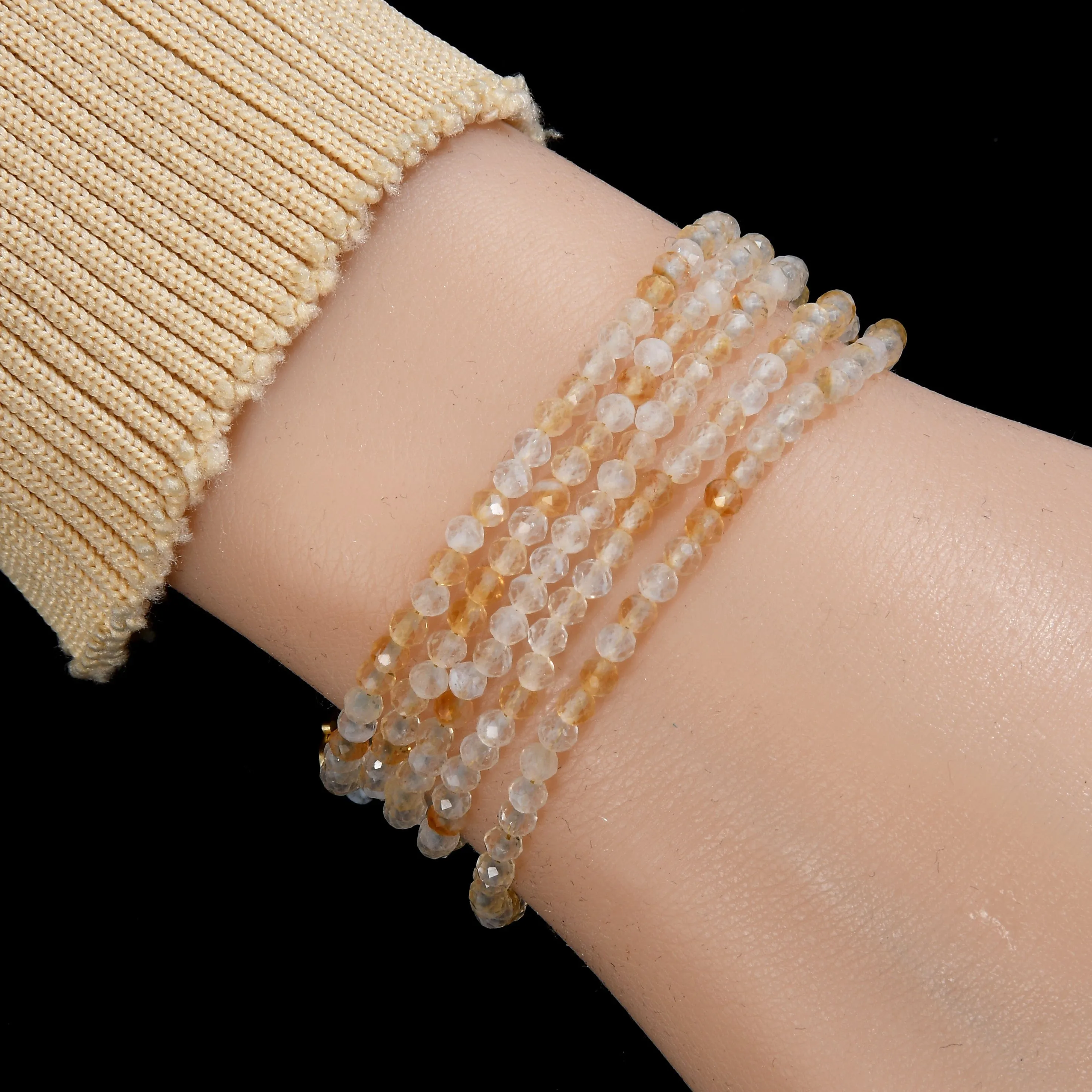 3mm Citrine Faceted 31" Necklace / Multi Wrap Bracelet