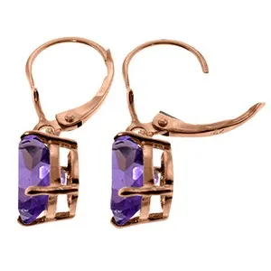 6.25 Carat 14K Solid Rose Gold Oval Amethyst Leverback Earrings